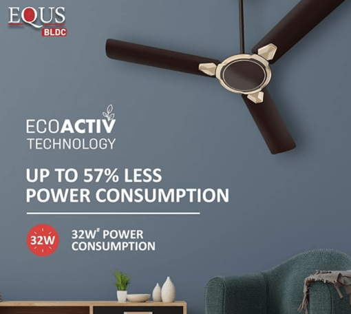 Havells 1200mm Equs BLDC Motor Ceiling Fan | 5 Star with RF Remote, 100% Copper, Upto 57% Energy Saving | ECO Active Technology, Flexible Timer Setting, Memory Backup | (Pack of 1, Smoke Brown) - Image 4